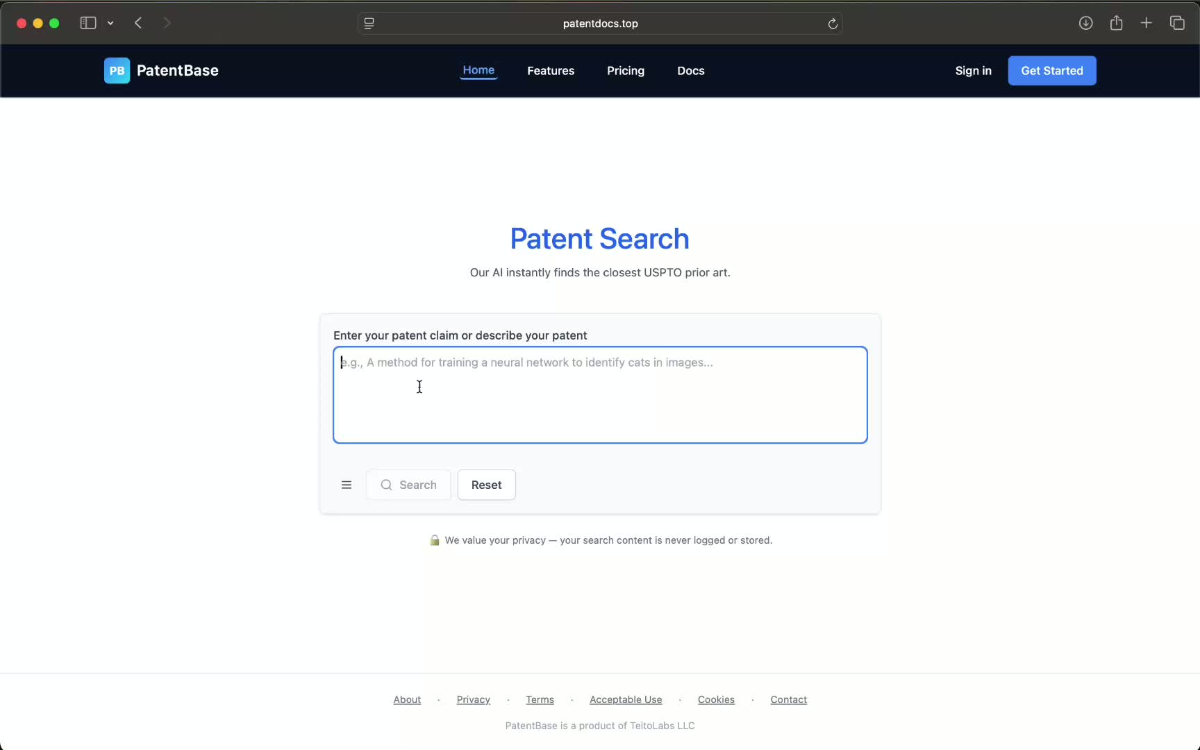 PatentBase demo preview
